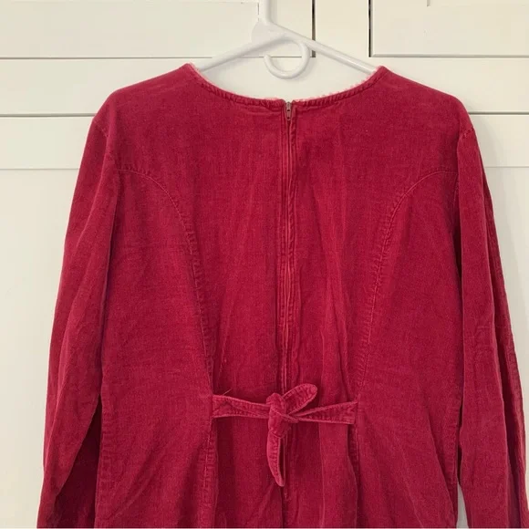 Vintage FADS Burgandy Curduroy Witch Gothic Vampire Long Sleeve Midi Dress - Picture 8 of 10